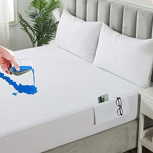 RICHAIR Protege colchón Impermeable, 130 x 200 cm, Altura 30 cm, sábana Bajera hipoalergénica, Altamente Transpirable, anticontracción, Nueva generación: protección contra ácaros y bacterianos