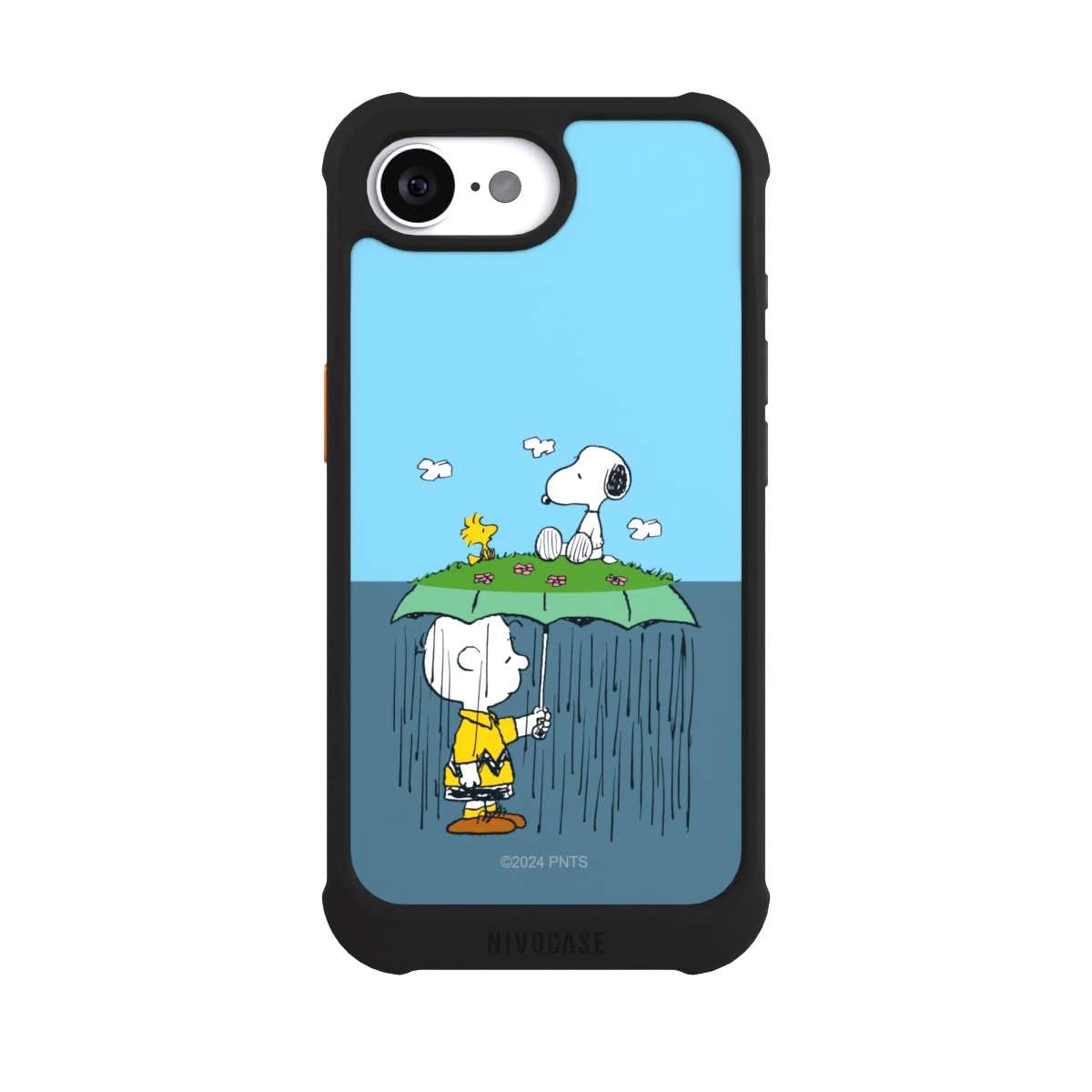 Hülle für Apple iPhone 16e Stoßfeste Handyhülle kompatibel mit MagSafe NIVOmax Case Schwarz Snoopy Peanuts Kinder