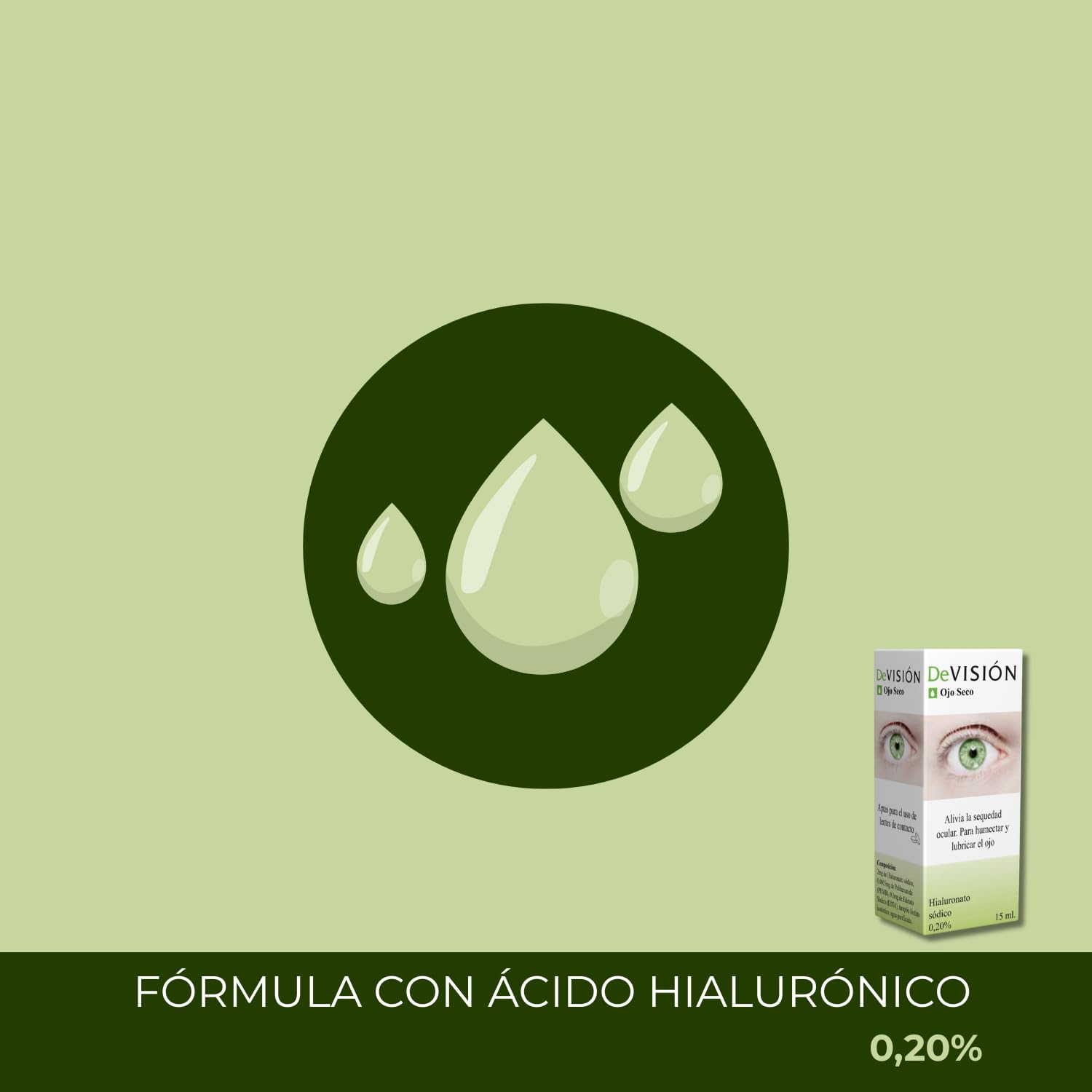 DeVisión Ojo Seco 15 ml - Pack de 3 Unidades - Gotas Oftálmicas con Hialuronato Sódico 0,20% – Lubricante Ocular para Aliviar la Sequedad y Humectar los Ojos – Envase Gotero
