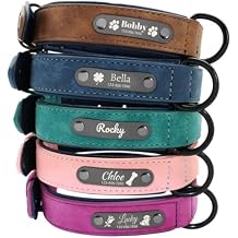 Personalized Dog Collars with Name and Phone Number Custom Soft PU Leather Dog Collar with Engraved Tag ID,Adjustable & Durable Pet Collars or Small Medium and Large Dogs