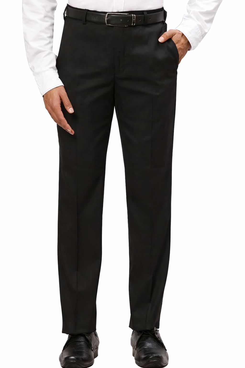 Sundarya Styles Men's Cotton Black Formal Pant | Slim Fit Flat Front Formal Trousers for Men-picture-46