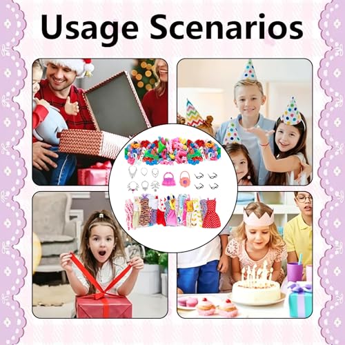 Image of 32 Pieces Doll Dress Up Collection for Creative Play, Barbie Doll Set，Doll Dress，Barbie Doll Set with Fashion Clothes, Includes Dresses and Accessories for Barbie Dolls Wardrobe