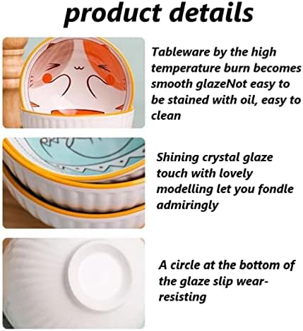 Karendrin Miska ceramiczna z kreskówkami zwierzęcymi, Miska dla małych dzieci Zestaw 4 - Mała miska do zupy 250ml - ceramiczna miska ceramiczna miska do miski na ryż, deser, lód
