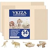 54 Pack Basswood Sheets 12'x12'x1/8', 3mm Basswood for Laser Cutting and Engraving,Thin Plywood Board Unfinished Wood for Crafts, DIY Ornaments and Architectural Model, Wood Burning.