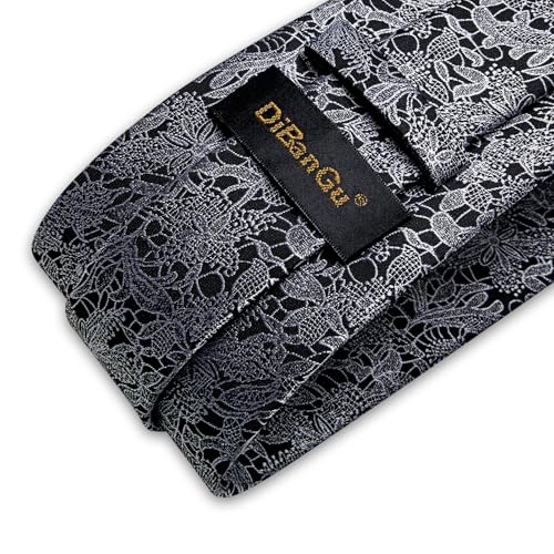 Image of DiBanGu Mens Paisley Tie Sets Silk Jacquard Woven Floral Necktie and Pocket Square Cufflinks Wedding Business Party