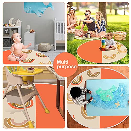 51" High Chair Mat Under High Chair Floor Protector Waterproof Round Baby Splat Mat Multi-Purpose Non-Slip Play Mat For Babies, Kids Art Crafts, Waterproof #TOP2