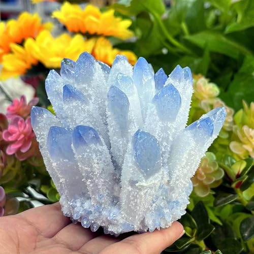 Natural Blue Crystal Cluster, 300-400g, Decorative Mineral Specimen for Home and Office, Healing Crystal Decor, Feng Shui Stone, Unique Desk Ornament & Spiritual Gift