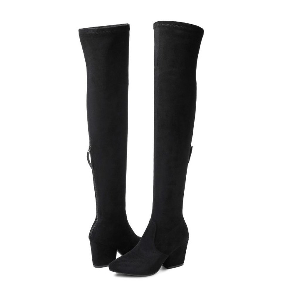 N.N.G Women Over the Knee Boots Thigh High Suede Block Winter Low Above Flat Long OTK Comfort Pointed toe