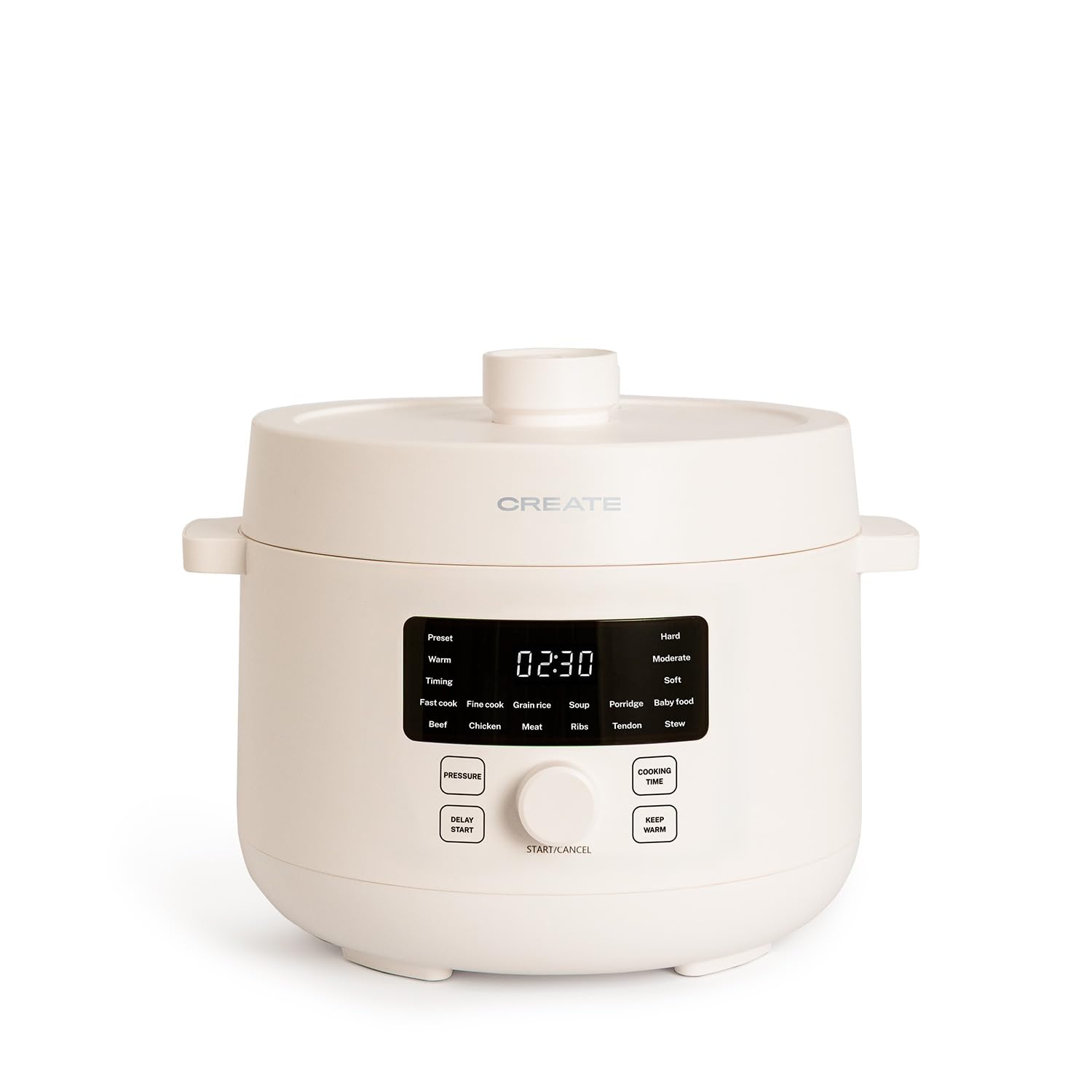 CREATE/PRESSURE COOKER STUDIO/Multifunktioneller programmierbarer elektrischer Schnellkochtopf 4L Cremeweiß / 15 Funktionen, 24h Timer, Keramik-Antihaftbeschichtung, Sicherheitsventil, 1200W