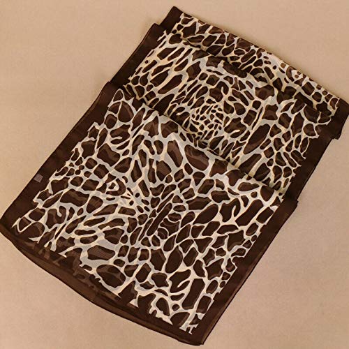 Long Medium Rectangle Sheer Chiffon Tan Brown Beige Cream Giraffe Leopard Cheetah Animal Print Scarf Women's Scarves Hijab Shawl Pashmina Headband Bandana 19.5" in wide x 62" in long2