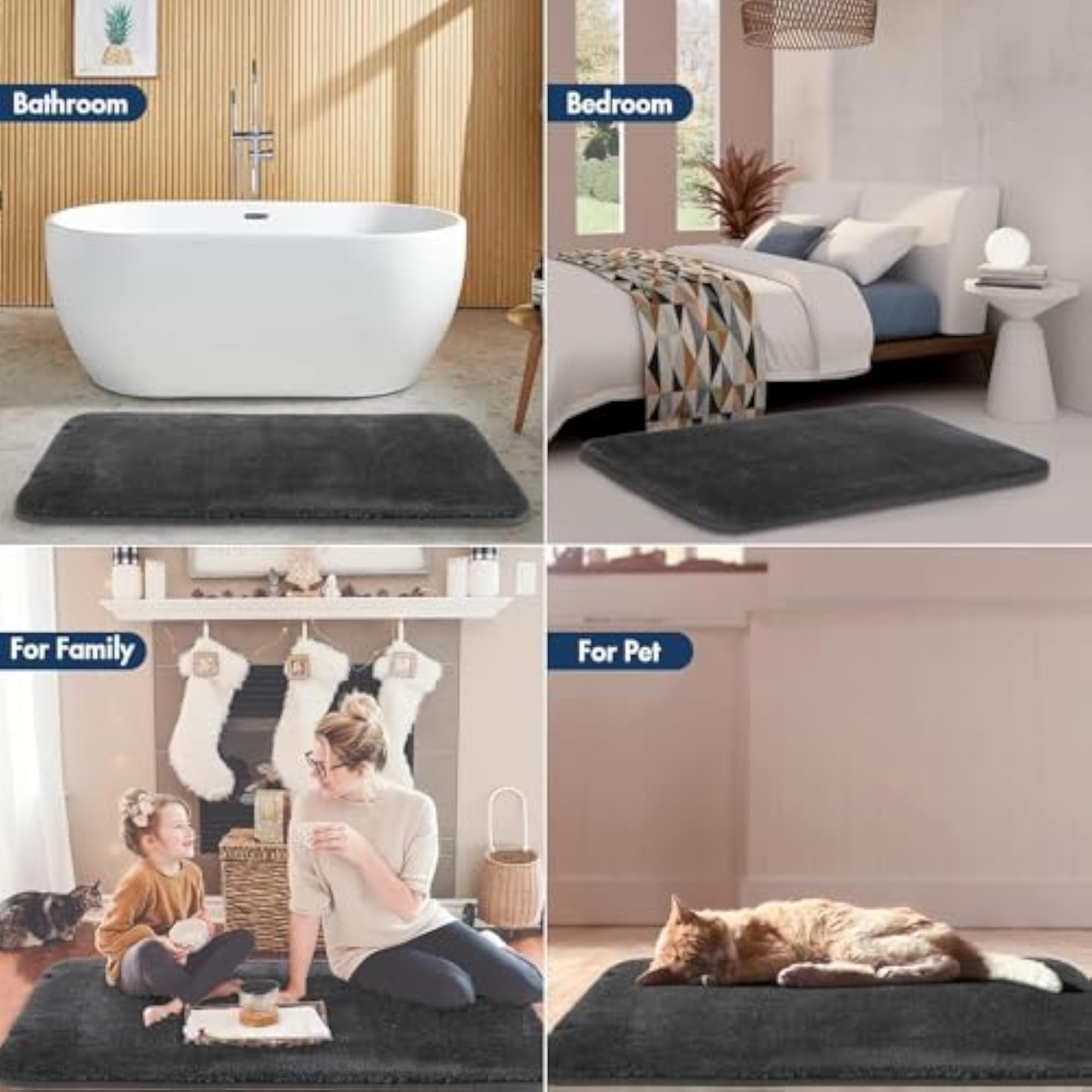 Multipurpose Anti Skid Microfiber Bath Mat, 2ft Size