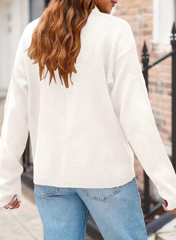 Dokotoo Cardigan Sweaters for Women Casual Open Front Long Sleeve Button Down Knit Outwear Stand Collar Fall Fashion 2024 - Image 2