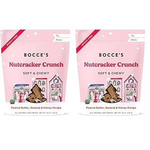 Bocce’s Bakery All-Natural, Seasonal, Nutcracker Crunch Dog Treats, Wheat-Free, Limited-Ingredient Soft & Chewy Treats Inspired by Christmas, 6 oz (Pack of 2)