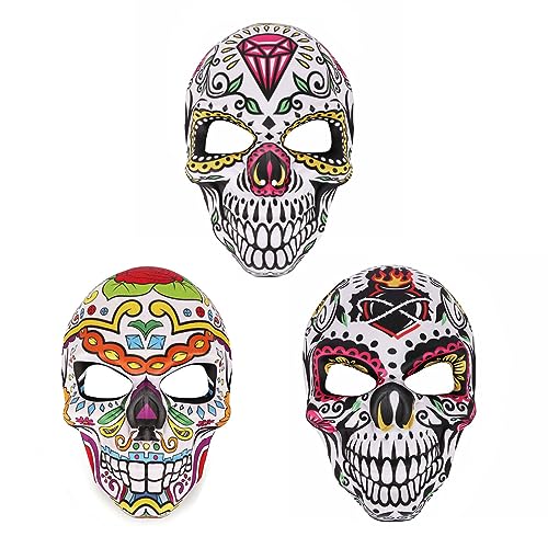 KIPETTO Mardi Gras Mask Venetian Party Mask Sugar Skull Masquerade Masks for Halloween Cosplay Mexican Masquerade Party Costume