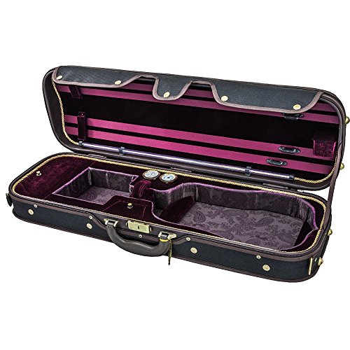 Sky Violin Oblong Case VNCW03 Solid Wood with Hygrometers Black/Magenta