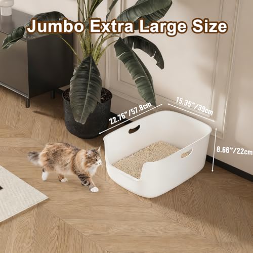 Arenero para gato blanco plástico 22.8x15x8.7 pulgadas miniatura 2
