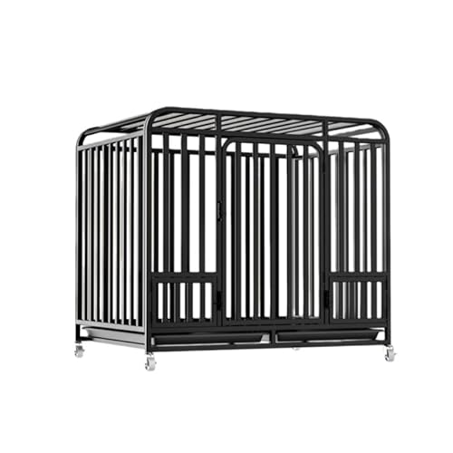 Vollebo犬のケージ ペットケ ージ 大型 犬用 ペットケー ジ 金属製、犬用クレート 折りたたみ可能 キャスター付き 移動しやすい 引き出し式トレー 掃除簡単 適用中型 大 型犬 脱走防止 ペット用品 (ダブル給餌ドア125 x 95 x 108 c