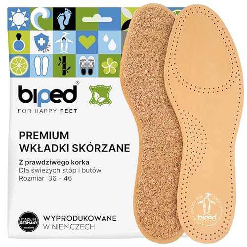 biped skórzane wkładki do butów – wkładki z korkową spodnią warstwą z naturalnego korka – oddychające wkładki przeciwpotne ze skóry garbowanej roślinnie dla kobiet i mężczyzn z2229(43)