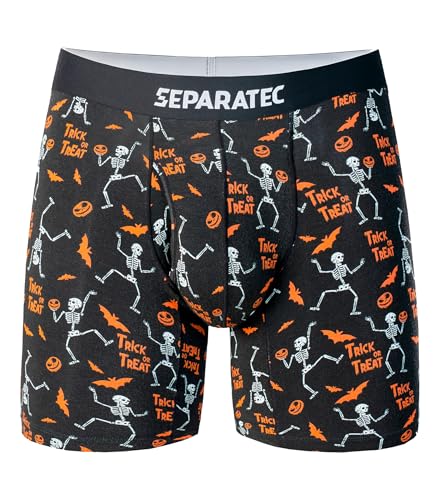 Separatec Mens Underwear with Pouch for Balls, Cooling Boxer Briefs Moisture Wicking, Halloween Boxer Briefs for Men