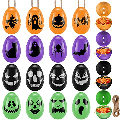 64 Pcs Halloween Plastic Eggs Bulk Halloween Skull Easter Eggs Halloween Egg Hunt Trick or Treating Candy Box Mini Halloween Candy Treats Holder Fillable Egg Container for Halloween Party Supplies
