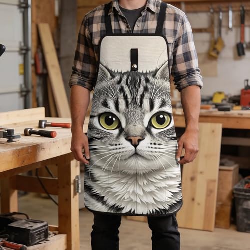 Delantal de trabajo Pencil Style Cat (2) unisex miniatura 5