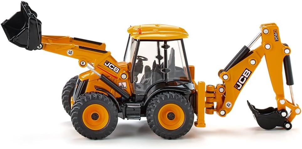 Siku 3558, JCB 4CX Backhoe Loader, 1:50, Metal/Plastic, Yellow, Multifunctional, Can be Combined with Siku Models of The Same Scale
