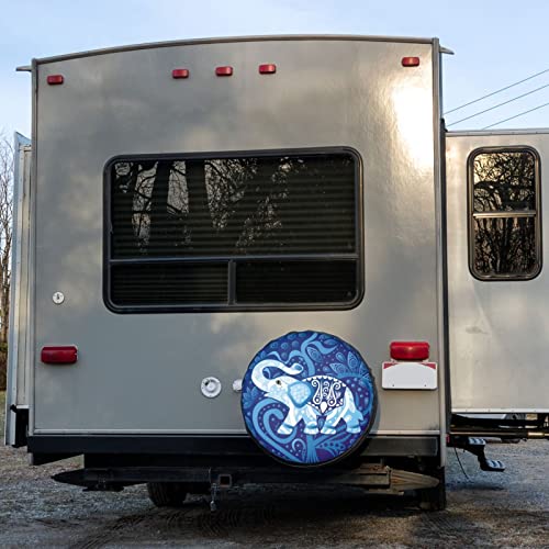 Image of Delerain Blue Elephant Spare Tire Covers Waterproof Dust-Proof Spare Wheel Cover Universal Fit for Trailer, RV, SUV, Truck and Many Vehicle (17 Inch for Diameter 31 inch-33 inch)