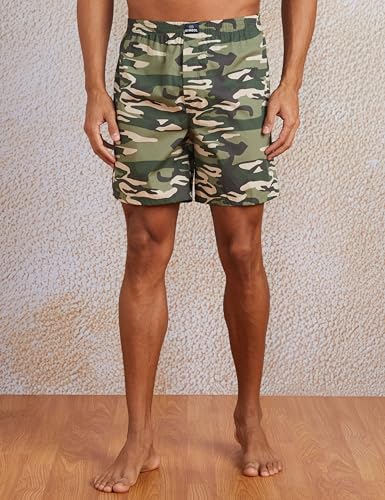 Image of Amazon Brand - Symbol Men's Cotton Printed Boxer Shorts (Combo Pack of 2) Casual | Underwear | Half Pants | Short Pant - Regular Fit with Back Pocket