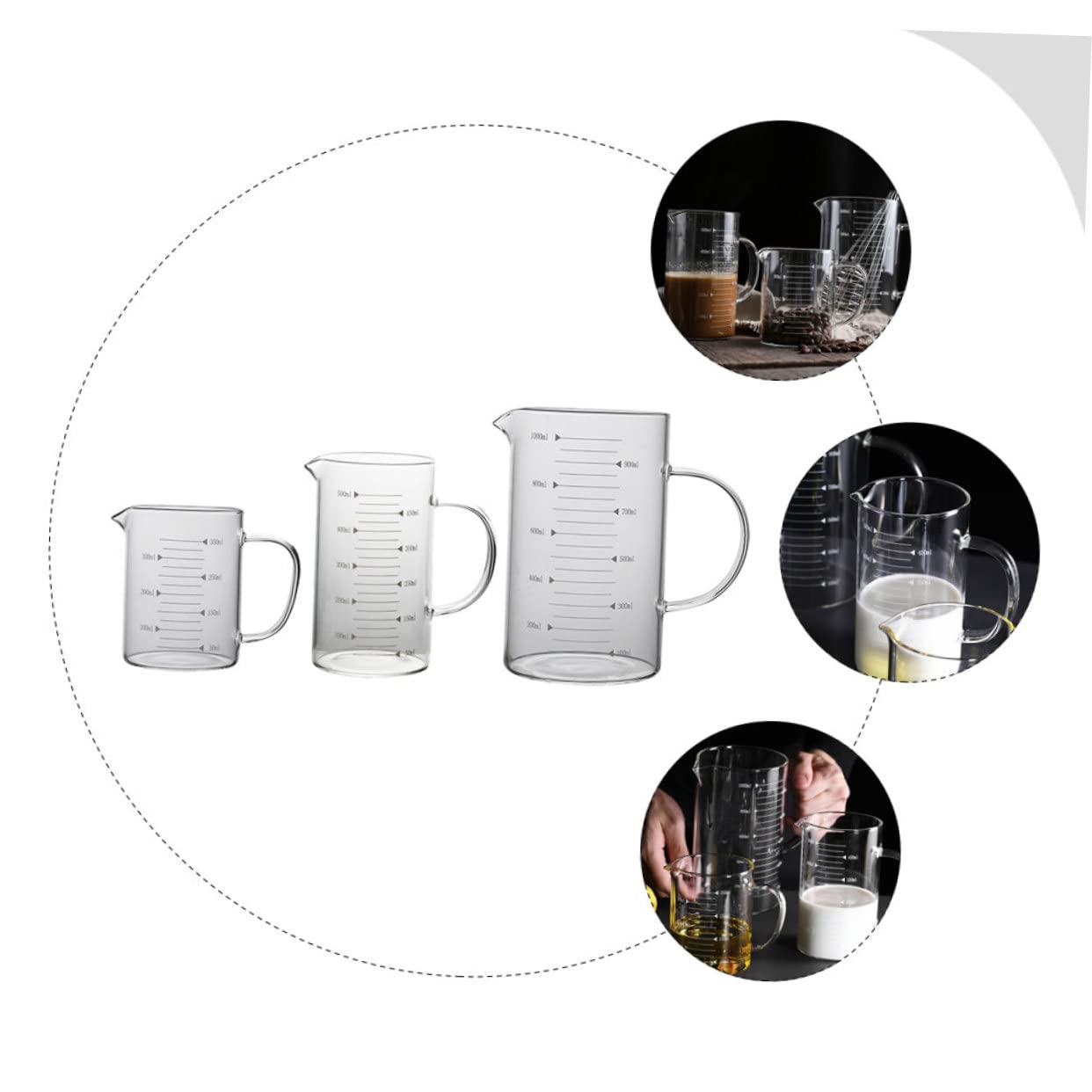 Alipis Lot De 3 Tasses Doseuses En Verre De Capacité Pour Et La Pâtisserie