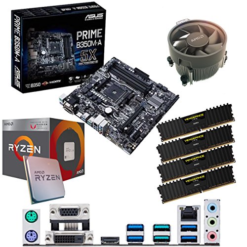 Components4All AMD Ryzen 5 2400G 3.6Ghz (Turbo 3.9Ghz) Quad Core Eight Thread CPU, ASUS Prime B350M-A Motherboard & 16GB 3000Mhz Corsair DDR4 RAM Pre-Built Bundle