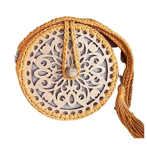 Bolsa Feminina Redonda Com Alça de Ombro Artesanal - Semipalha (GOLD)