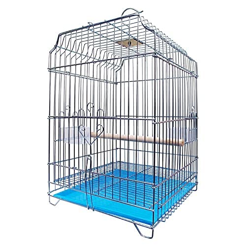 Lovely PET'S KINDOM-13.5" Zinc Bird cage for Cocktail, Parrot,Cuttlefish Bone Holder,with Cuttlefish Bone, 2cups,1perch Stick L:13.5", B:13.5", H:20"-Colors May Vary-image-10
