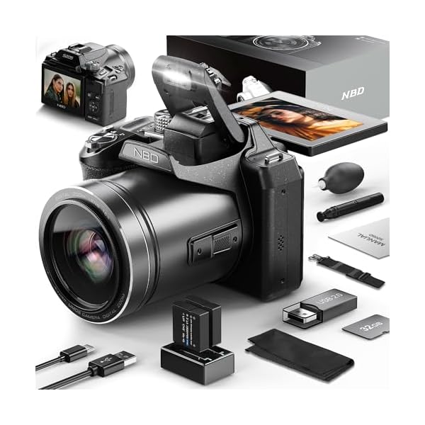 5K Digital Camera, 64MP Cameras for Photography & Video, Vlogging Camera for YouTube with 3” Flip Screen,16X Digital Zoom, WiFi & Autofocus,2 Batteries, 32GB TF Card