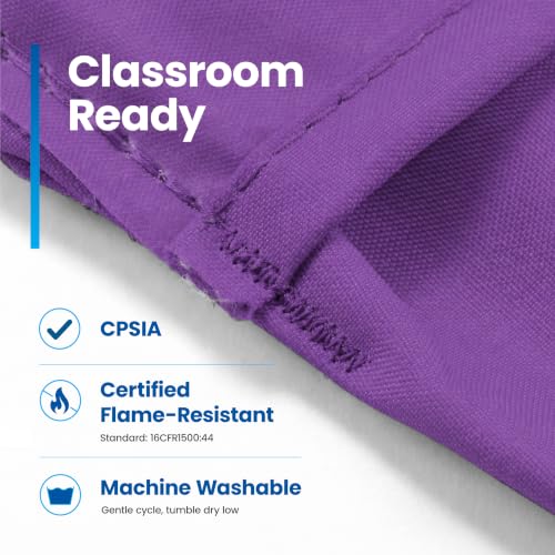 Image of Seat Sack Student Chair Storage Pocket - 17 inch, Single Pocket, Classroom Chair Organizer for Student Desks, Durable Over-the-Chair Storage, Ready-to-Use Name Tag Window, Purple, 25-Pack