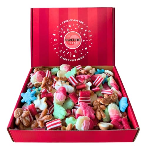 Sweetie Tooth Random Christmas Pick & Mix 1kg Hamper Gift Box - Jelly and Fizzy Pick & Mix Sweets for Christmas