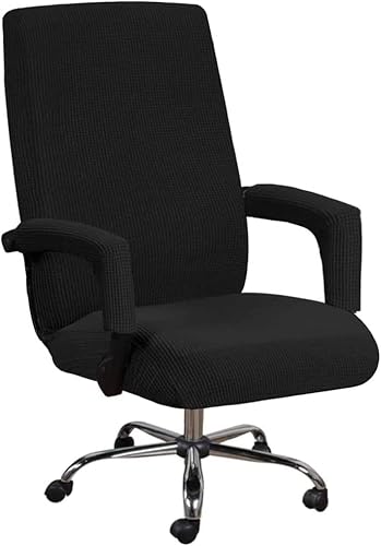 Housses de siège de Chaise de Bureau, Housses de Chaise d'ordinateur à Dossier Haut à Motif Jacquard Housse de Chaise Extensible Amovible avec Manchon d'accoudoir Cover