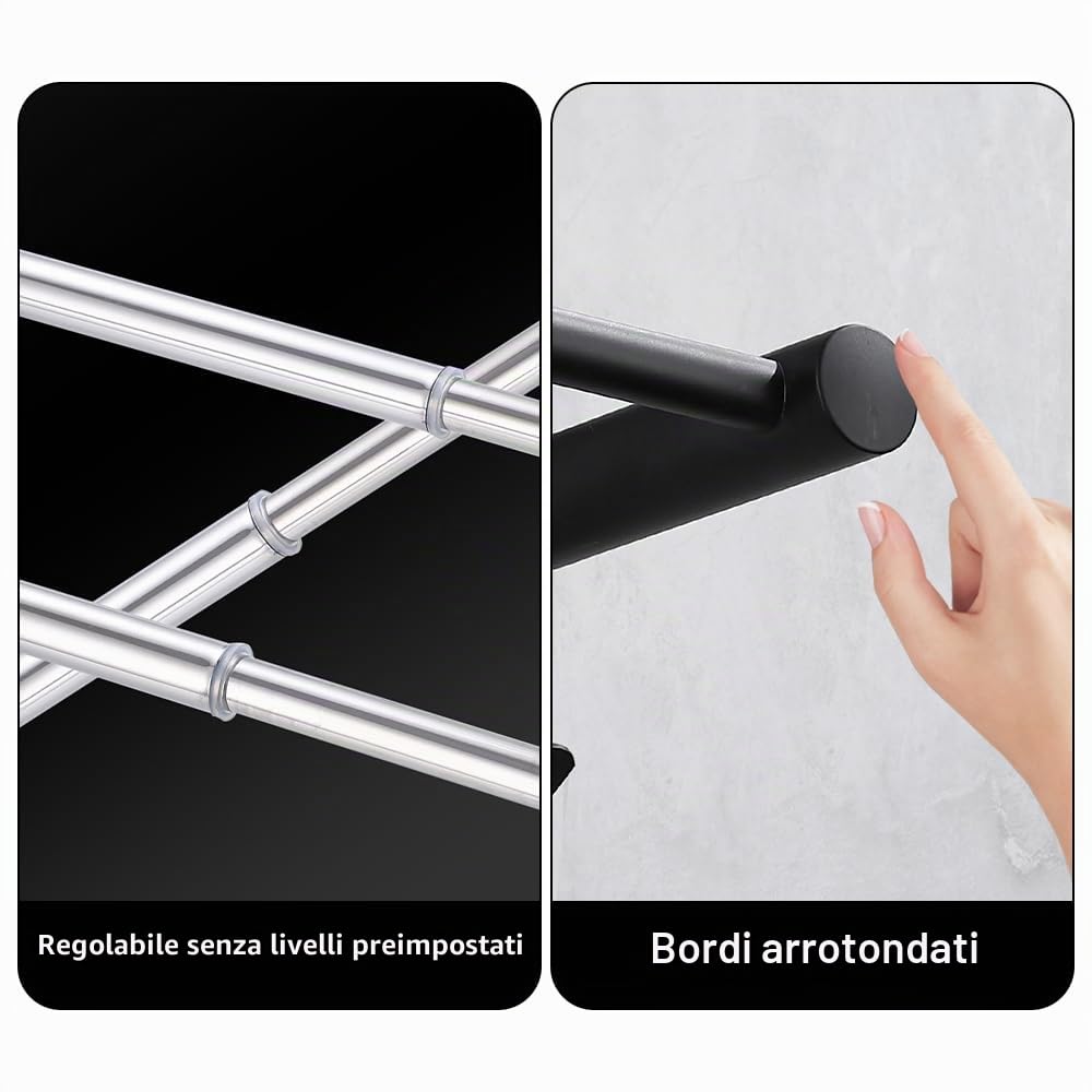 Portasciugamani Bagno Regolabile 43-78CM Acciaio Inossidabile Portasciugamani da Parete Porta asciugamani da Muro (3 Strato, Argento)
