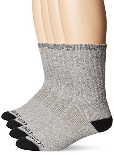 Terramar Performance outdoor Wool All Season Crew Socks (Pack of 4), Black/Navy, Large (9-12)