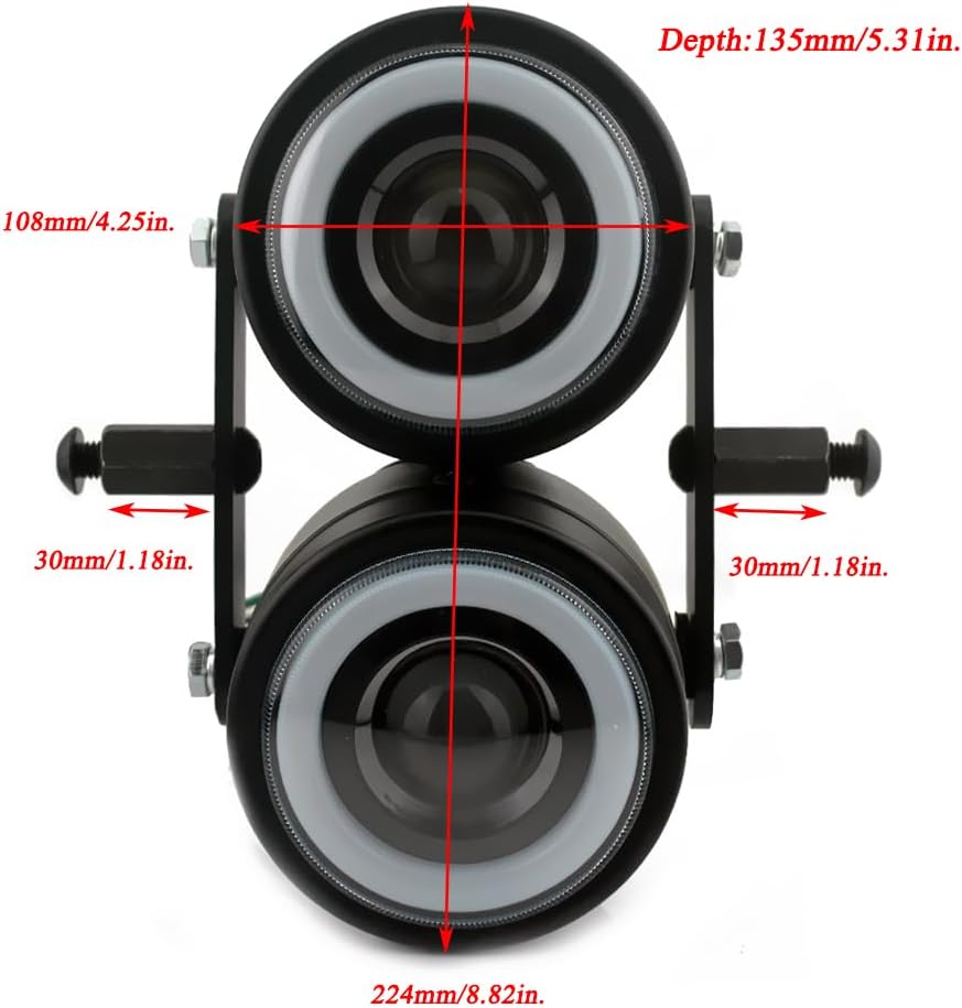 Motorcycle Twin 4" Headlight LED Headlamp White Ring Projector Custom Application Moto Accessories