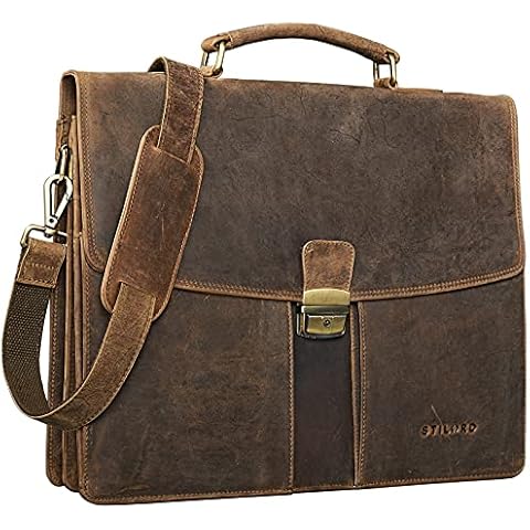 STILORD 'Julian' Maletín de Piel Vintage para Trabajo y Portátil de 15,6' Cover