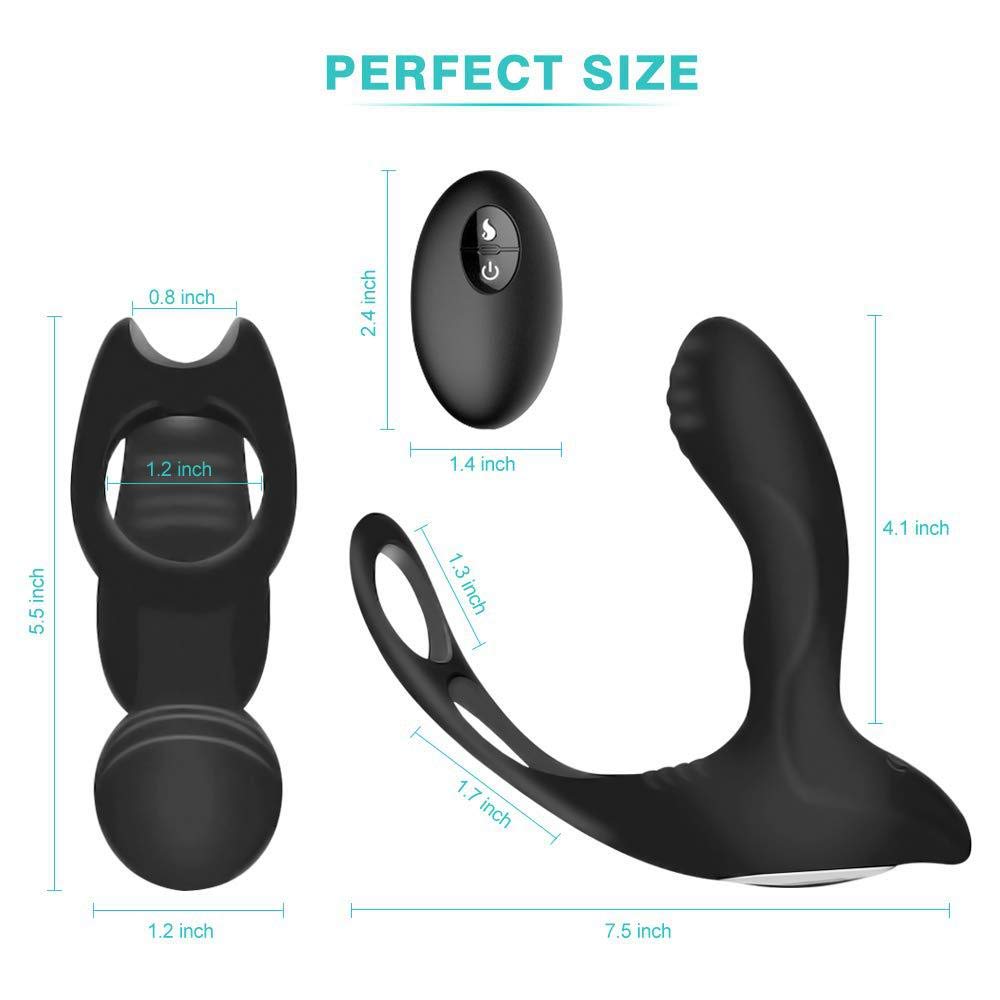 Silicone Vibràtóre Riscaldato con 10 Modalità di Vibrazione, Massaggiatóre Próstatico per Uomo,Morbido Vibratǒri per Donna Stimólazione Clitòridea e Puntó G Massaggiatóre Nero