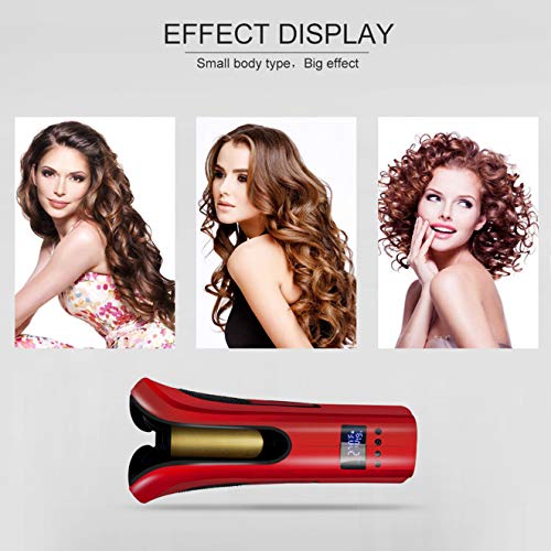 Yitrust Automatic Curling Iron, Auto Ceramic Ionic Barrel,Hair Curler,Anti-Tangle Curling Iron Wand With Digital Lcd Temps & Timer, Portable Spin Hair Iron-Red #TOP5