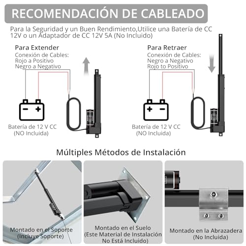 Actuador lineal de aleación de aluminio Justech 12V con carrera de 200mm de alta gama 5
