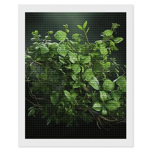 Anti stress kit art diamant adultes relaxation feuilles vertes