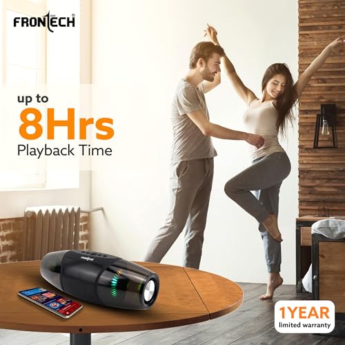 FRONTECH Portable Multi-Media Speaker with Bluetooth 5.3 |1200 mAh Long Battery Life | 8W Sound | TF Card Support| Immersive Sound - Black (SW-0188)