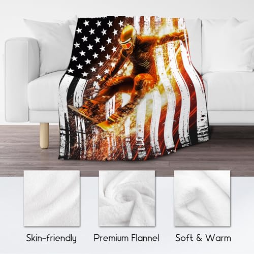 Boys Blanket, Kids Blanket for Ski Lovers, Skiing Sports Throw for Kids, Gifts for Boys, Plush Throw for Couch & Room Decor, 50"x60"