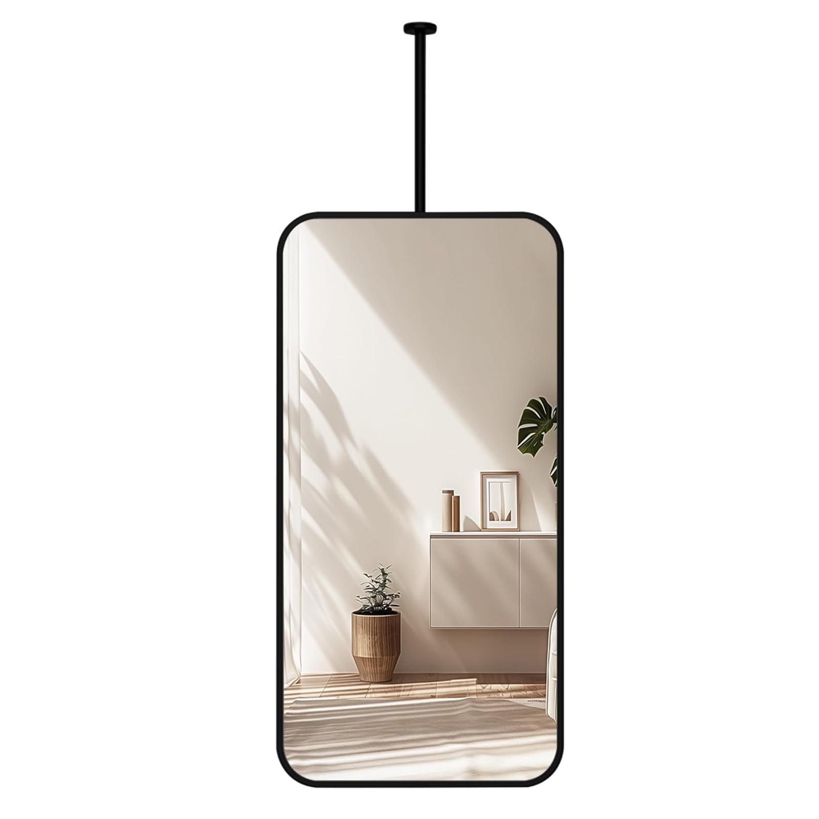 FGXHHS Rectangle Ceiling Hanging Mirror Bathroom Vanity Metal Framed Wall Mounted Makeup Shaving for Washroom Bedroom Entryway, Decorative Simple Mirror(40cmx70cm)