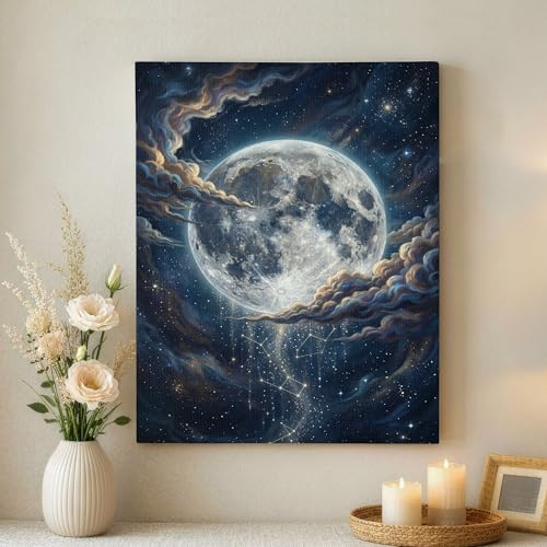 Impressions sur toile de lune fantastique déco salon moderne