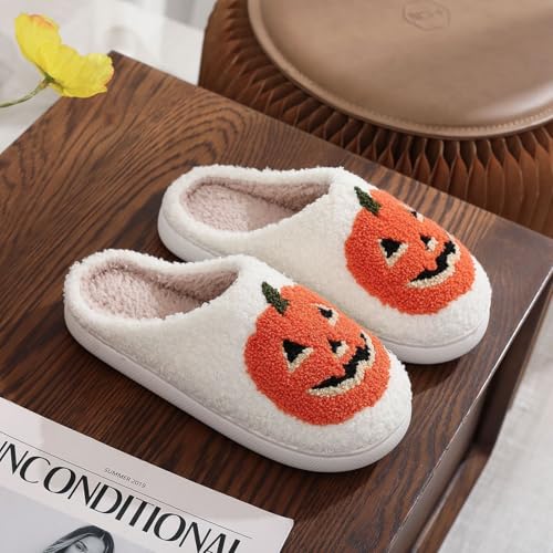 Halloween Slippers Ghost Slippers for Women Retro Warm and Cozy House Slippers Halloween Shoes Winter Slippers Spooky Gifts2