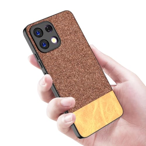 Image of Kapa Soft Fabric & Leather Hybrid Protective Back Cover for Oppo K13 5G | Shockproof Slim Hard Anti Slip Back Case (Brown)